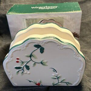 Pfaltzgraff WINTERBERRY Napkin Holder - Discontinued - Original Box, Rare Find!